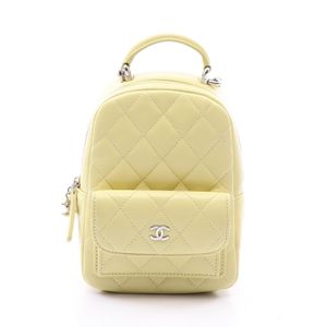[Used] Chanel CHANEL Backpack Matelassé AP3753 Light Yellow Lambskin (Sheepskin) Matelassé Mini Chain Backpack for Women