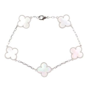 [Pre-owned] Van Cleef & Arpels Vintage Alhambra Mother-of-Pearl 5-Piece Bracelet VCARF48400 Wrist size 18cm K18WG (White Gold) Vintage Alhambra Mother-of-Pearl 5-Piece Bracelet