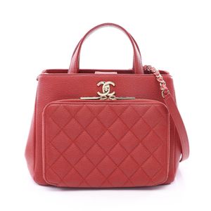 [Pre-owned] Chanel CHANEL Shoulder Bag Business Affinity Matelassé 2WAY A93750 RED Caviar Skin (Grained Calf) Business Affinity Matelassé Chain Shoulder Bag