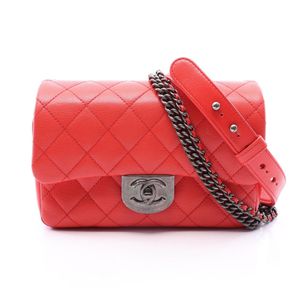 [Used] Chanel CHANEL Shoulder Bag Matelassé RED Leather Matelassé Flap Chain Shoulder Women's Used A