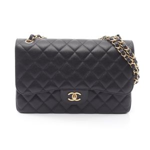 [Pre-owned] Chanel CHANEL Shoulder Bag, Large Matelassé 30 Classic Large Double Flap A58600 Black Caviar Skin (Grained Calfskin) Large Matelassé Chain Shoulder Bag