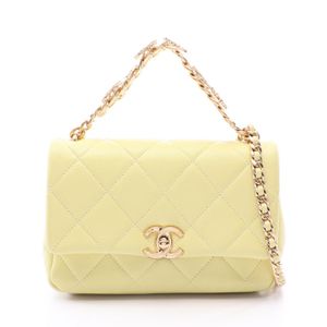 【二手】Chanel 香奈儿 单肩包/斜挎包 Matelassé 2WAY AS4595 黄色 羊皮 Matelassé 小号翻盖链条包 女士