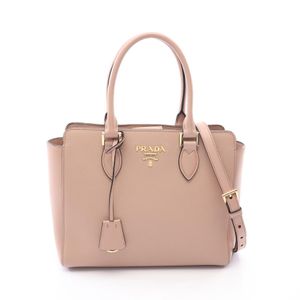 【二手】Prada PRADA 手提包 Logo 淺粉色 Saffiano 皮革 金屬 Logo 兩用托特包 女士二手 B