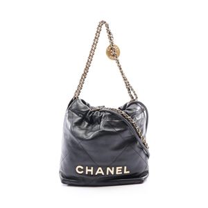 【中古】 シャネル CHANEL ショルダーバッグ CHANEL 22 ミニ 2WAY AS3980 ブラック レザー CHANEL22 マトラッセ ミニ チェーンショルダー レディース Used A