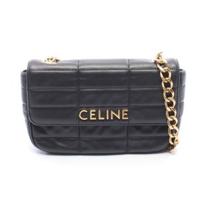 [Used] Celine CELINE Shoulder Bag Monochrome Black Leather Matelassé Monochrome Chain Shoulder Women's Used A
