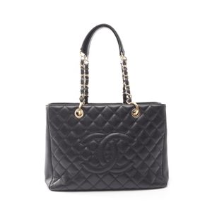 [Pre-owned] Chanel Matelassé Grand Shopping Tote Bag GST A50995 Black Caviar Skin (Grained Calfskin) GST Chain Tote Women's