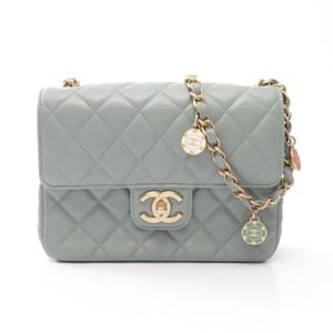 [Used] Chanel CHANEL Shoulder Bag Mini Matelasse AS3737 Blue Gray Lambskin (Sheepskin) Mini Matelasse Chain Shoulder Women's Used B