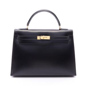 【二手】Hermes 爱马仕 手提包 Kelly 32 外缝 2WAY 黑色 小牛皮 Kelly 32 黑色 女士 Used B