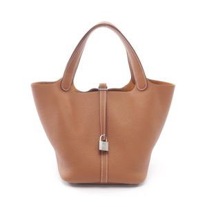 【二手】愛馬仕 HERMES 手提包 Picotin Lock MM 060991CK 金色皮革 Picotin Lock MM 金色女士二手 A