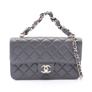 【二手】香奈兒 (Chanel) 絎縫翻蓋雙肩包 AS5671 灰色羊皮（綿羊皮）女雙肩包
