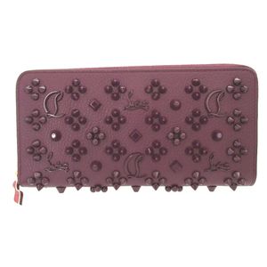 全新 Christian Louboutin Panettone 3175224 鉚釘皮革紫色圓形拉鍊長款皮夾 0306 [二手] Christian Louboutin
