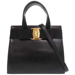 Salvatore Ferragamo Vara RIBON皮革黑色兩用手提包/肩背包 黑色 1604 [二手] Salvatore Ferragamo