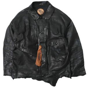 GOODKARMA DEVELOPMENT Leather Blouse DAVE Ezo Deer 1st Type Leather Jacket Size 2 BLACK Leather Jacket Outerwear [Used] [GOODKARMA DEVELOPMENT]