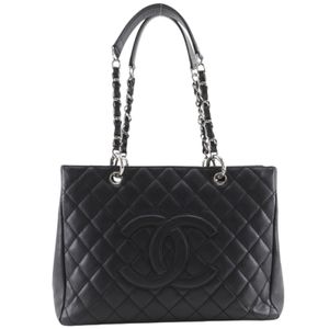 Chanel GST Chain Tote Bag, Coco Mark, A50995, Caviar Leather, Black, Shoulder Bag/Handbag, A4 Size, Open, GST Chain Tote, Women's [Used]