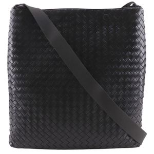 Bottega Veneta Messenger Bag Shoulder Bag Intrecciato Leather Made in Italy Black Messenger bag Men's [Used]