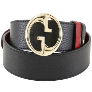 Gucci Interlocking G Reversible Belt 480199 Leather Black/Red Men's [Used]