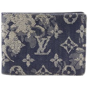 Louis LOUIS VUITTON Portefeuille Multiple Billfold, Monogram Tapestry, Bi-fold, M80031, Monogram Denim, 2020 Model, Navy, RA4220, Open Type, Men's [Used]