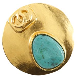 Chanel Coco Mark Brooch, Gold Plated, 1998, Silver (98P), Approx. 15g, Women's [Used]