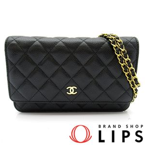 Chanel Matelassé Chain Wallet AP0250 Caviar Leather Women's Shoulder Bag

Black [Pre-owned]