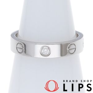 Cartier Mini Love Ring with 1 Diamond, B4050553 (#13) (Width: approx. 0.4cm), K18WG, Size #53, Excellent Condition [Pre-owned]