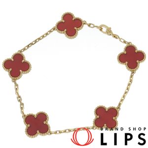 Van Cleef & Arpels Vintage Alhambra Bracelet, 5 Motifs, VCARD35500 (Wrist Circumference: Approx. 19cm, Width: Approx. 0.2-1.5cm), 18K Yellow Gold, Polished, Excellent Condition [Pre-owned]
