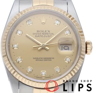 Rolex Datejust Men's Watch 10P Diamond Datejust Mens 16233G(S) Warranty Card K18YG/SS Men's Watch Champagne Color Finish 1993 Excellent Condition [Used]