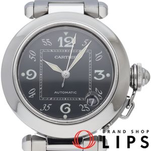 Cartier Pasha C Watch, Date W31043M7, Box Included, Stainless Steel, Men's Watch, Black, Polished, Excellent Condition [Pre-owned]