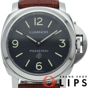 Panerai Luminor Base Logo 3 Days Acciaio 44mm PAM00773, Warranty Card, Stainless Steel/Leather Band, Men's Watch, Black, Polished, Excellent Condition [Pre-owned]
