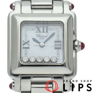 Chopard 해피 스포츠 스퀘어 미니 워치 5P 다이아 자개 Happy Sport 27/8893-21 SS 여성용 시계 화이트 자개 폴리싱 완료 미품 【중고】