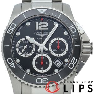 LONGINES 하이드로콘퀘스트 크로노그래프 41mm L3.783.4/L3.783.4.56.6 박스 보증서 SS 남성용 시계 블랙 미품 【중고】