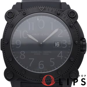 HAMILTON 카키 네이비 비로우제로 워치 Khaki Field BeLOWZERO H785850/H78585333 박스 밴드 SS/러버 남성용 시계 블랙 폴리싱 완료 최상급 컨디션 【중고】