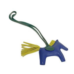 สินค้ามือสอง HERMES Rodeo PM Horse Charm Malachite Lime Green Yellow Tricolor Cheval Agneau Milo Bleu Electrique เสน่ห์