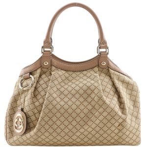 กุชชี่ GUCCI กระเป๋าโท้ท Sukey Diamante 211944 แคนวาส สีเบจ ถือได้, A4 แบบแม่เหล็ก Skiy Diamante สำหรับสุภาพสตรี [มือสอง]