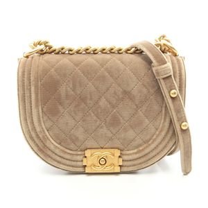 [Used] Chanel CHANEL Shoulder Bag Boy Chanel Small AS3350 Beige Fabric Boy Chanel Small Chain Shoulder Bag for Women