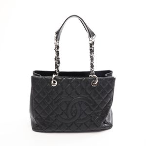 [Pre-owned] Chanel Matelassé Grand Shopping Tote Bag GST A50995 Black Caviar Skin (Grained Calfskin) GST Chain Tote Women's