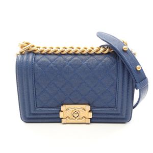 [Pre-owned] Chanel CHANEL Shoulder Bag Boy Chanel Small A67085 Blue Caviar Skin (Grained Calf) Boy Chanel Small Chain Shoulder Bag