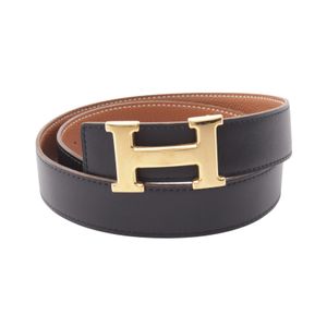 【中古】 エルメス HERMES ベルト コンスタンス Hベルト ゴールド リバーシブル ゴールド/ブラック カーフ（牛革） コンスタンスベルト レディース Used B