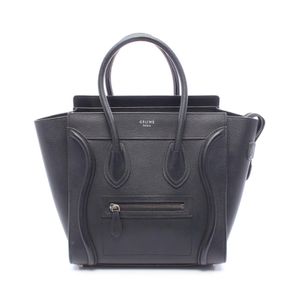 [Used] CELINE Luggage Micro Shopper Tote Bag, Black Leather, Women's, Used B