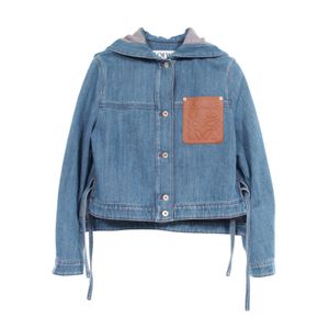【二手】 LOEWE牛仔夾克，Anagram 設計，帶帽，5359Y50435，棉質和皮革，女款，二手 A
