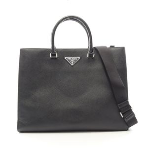 【二手】Prada PRADA 兩用托特包 2VG101 黑色 Saffiano 皮革三角形 Logo 商務包 男士二手 B