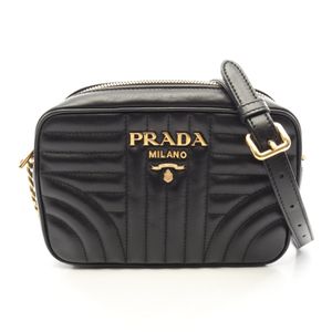 【二手】Prada PRADA 單肩包 SOFT CALF IMPUN 1BH084 黑色皮革圖解鏈單肩包 女士二手 A
