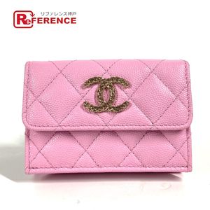 CHANEL UNT4**** CC Coco Mark 馬特拉塞小號翻蓋皮夾 三折皮夾