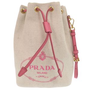 近全新 Prada 抽繩包 1NA369 帆布米粉紅手拿包 0615 [二手] PRADA