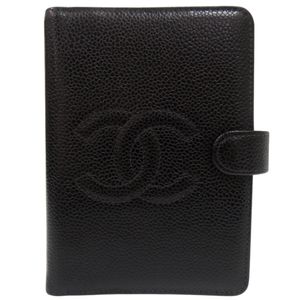美品 シャネル キャビアスキン ブラック 7番台 アジェンダ 手帳カバー 黒 1252 【中古】 CHANEL