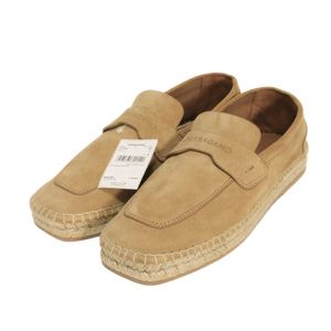 중고 Salvatore Ferragamo 살바토레 페라가모 데스코 에스파드리유 8 카프 베이지 브라운 슬립온 모카신 26cm 미사용 신규 로고 엠보싱 스웨이드 라이트 캐멀 로퍼 773042