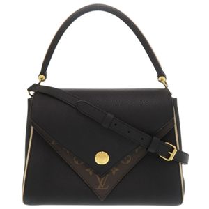 精美 LOUIS VUITTON Double V M54439 老花帆布 皮革 Noir 黑色 手提包 单肩包 LV 0857【二手】