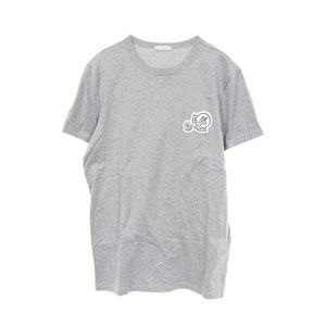 [Used] MONCLER Short-Sleeve T-Shirt with Logo Patch, Gray Cotton, Men's, Used B
