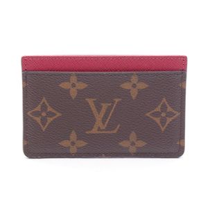 [Used] Louis Vuitton LOUIS VUITTON Card Case Porte Cartes Simple Monogram Fuchsia M60703 Fuchsia Leather Porte Cartes Simple Women's