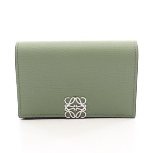 【二手】 LOEWE Anagram C821M97X08 橄欖綠皮革名片夾 女士款