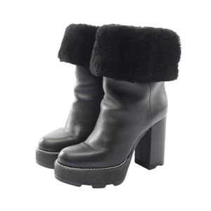 [Used] Louis Vuitton LOUIS VUITTON Boots LV Bobour Line Ankle Black Sheepskin LV Bobour Line Boots Women's Used A